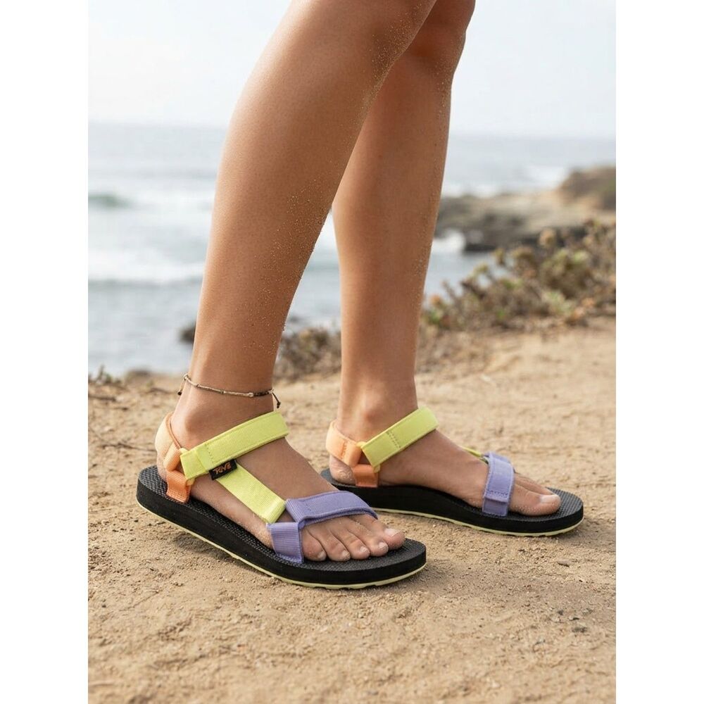 Teva Original Universal Strappy Sandals Women Size 5 Multicolor Neon NWT New